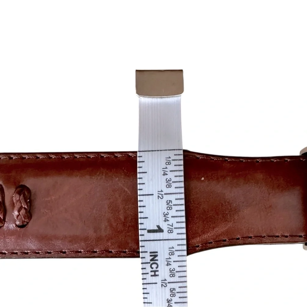 Onyx by Brighton Men's Leather Belt Centered Braided Detail British Tan Size‎ 36